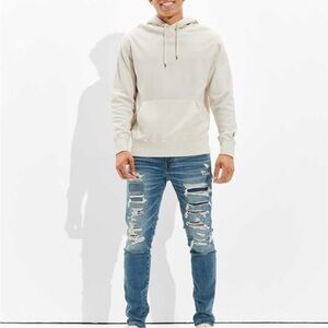 American Eagle jeans men's 33x34 blue Skinny fit stretch airflex distressed